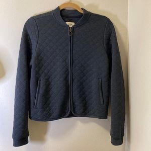 Marine Layer Quilted Bomber Jacket Sweater, Women’s Small, Dark Blue